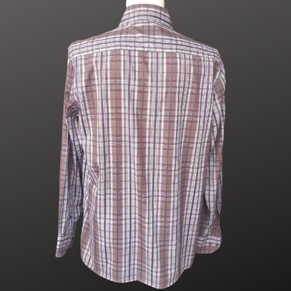Harry Rosen SZ M Purple Plaid Lightweight Cotton LS Men's Button Up Shirt - Picture 8 of 14
